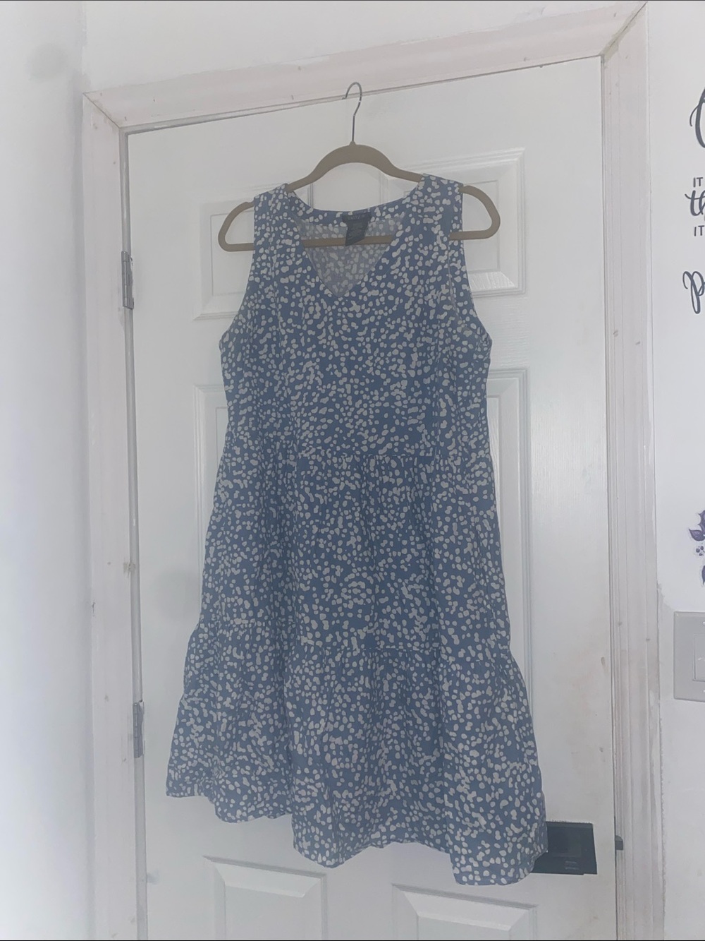 Matty M Blue Floral Tiered Sleeveless Dress